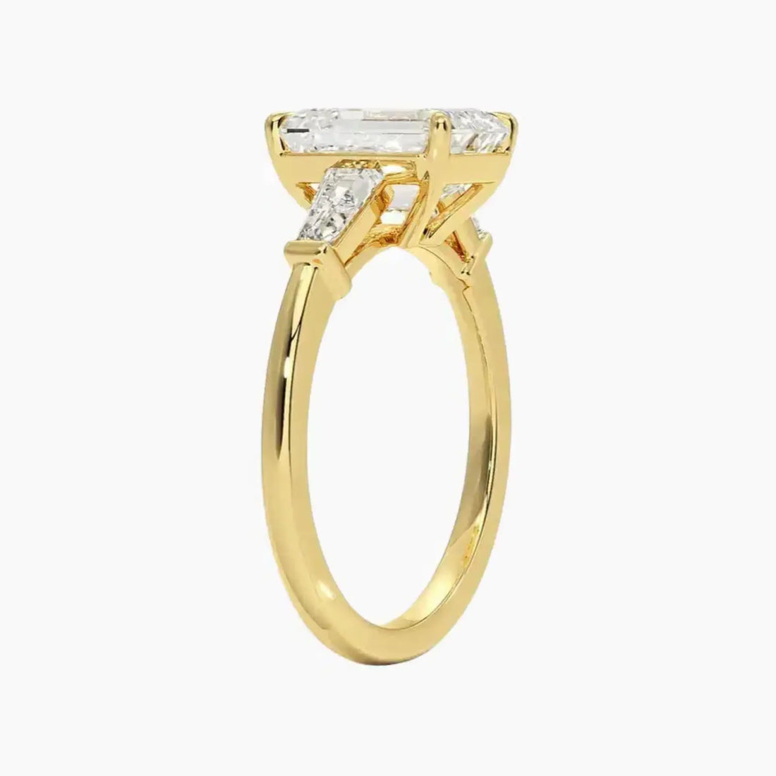 Nyx Emerald Three Stone Diamond Ring Setting in 14K White Gold