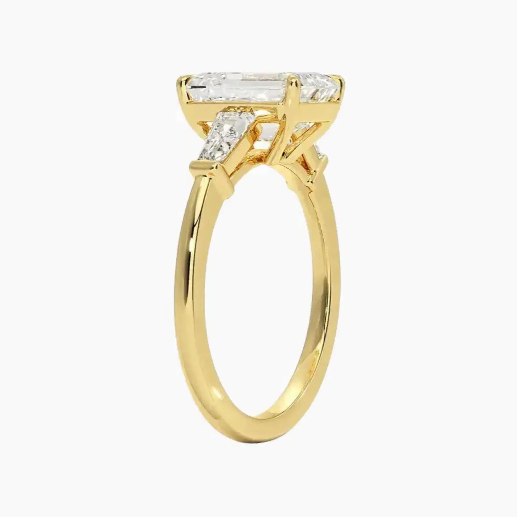 Nyx Emerald Three Stone 3 Carat Lab Grown Diamond Engagement Ring in 18K White Gold