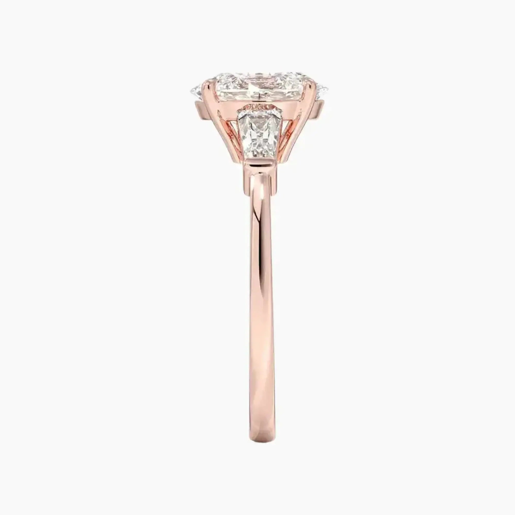 Nyx Oval Three Stone Diamond Ring Setting in 14K Rose Gold