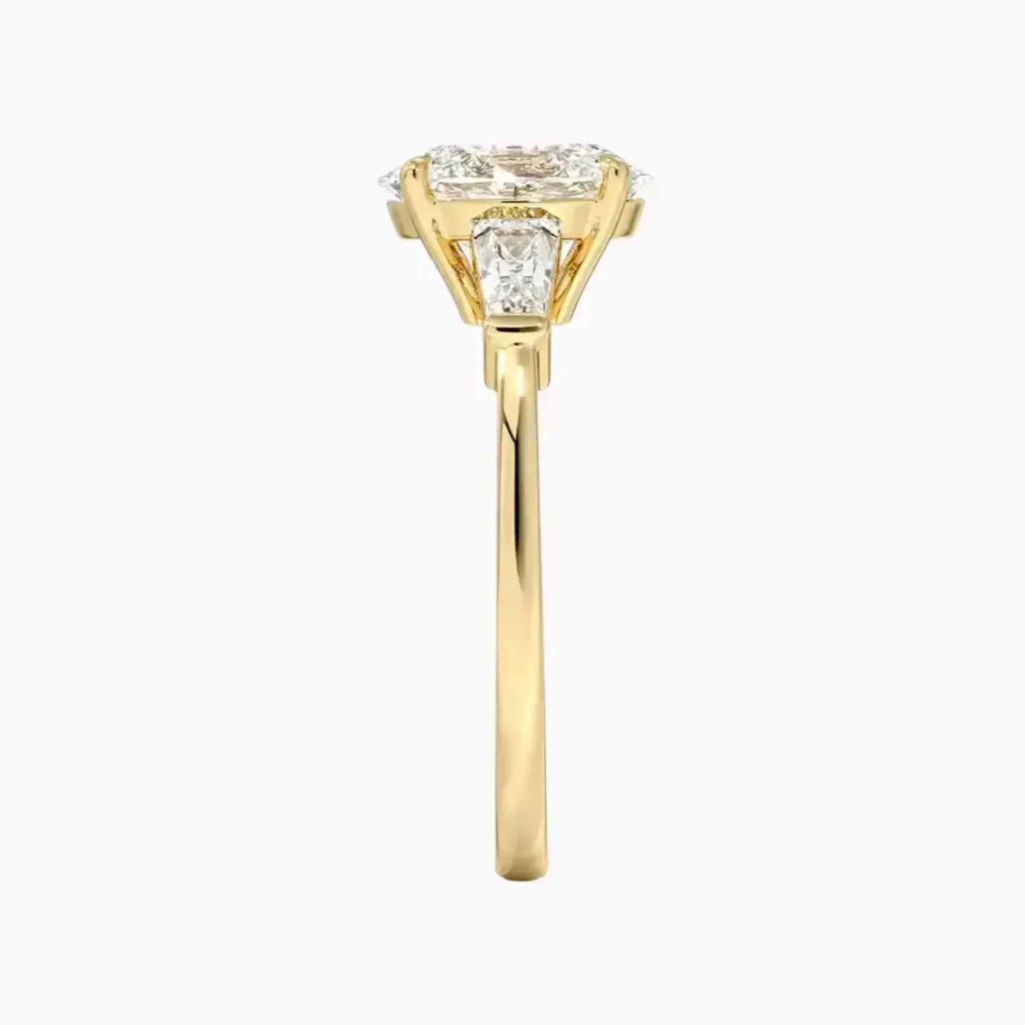Nyx Oval Three Stone Diamond Ring Setting in 14K Yellow Gold