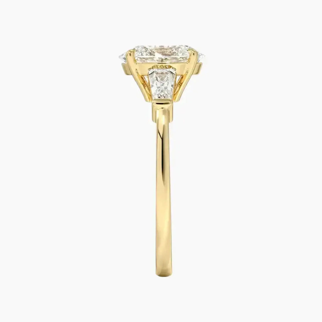 Nyx Oval Three Stone Diamond Ring Setting in 14K Yellow Gold
