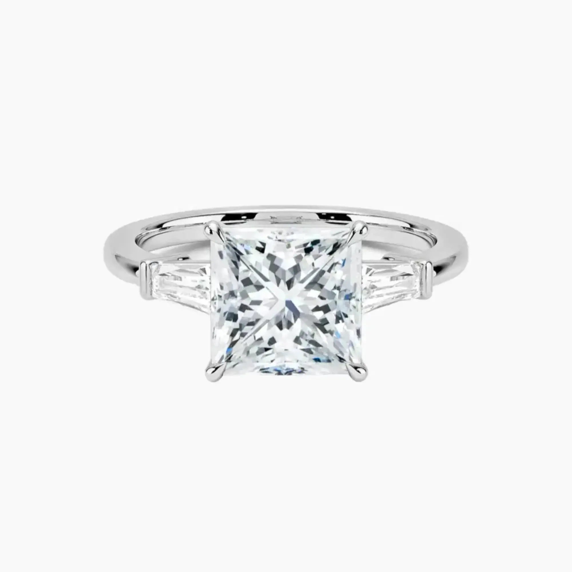 Nyx Princess Three Stone 1 Carat Lab Grown Diamond Engagement Ring in 18K White Gold