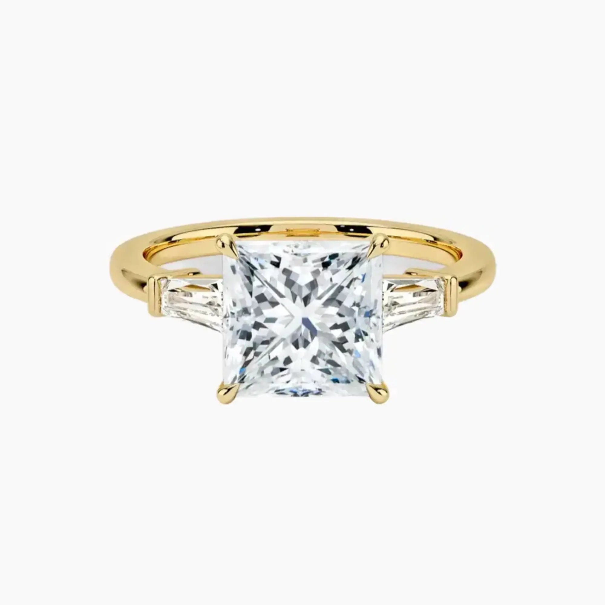 Nyx Princess Three Stone Diamond Ring Setting in 14K Yellow Gold