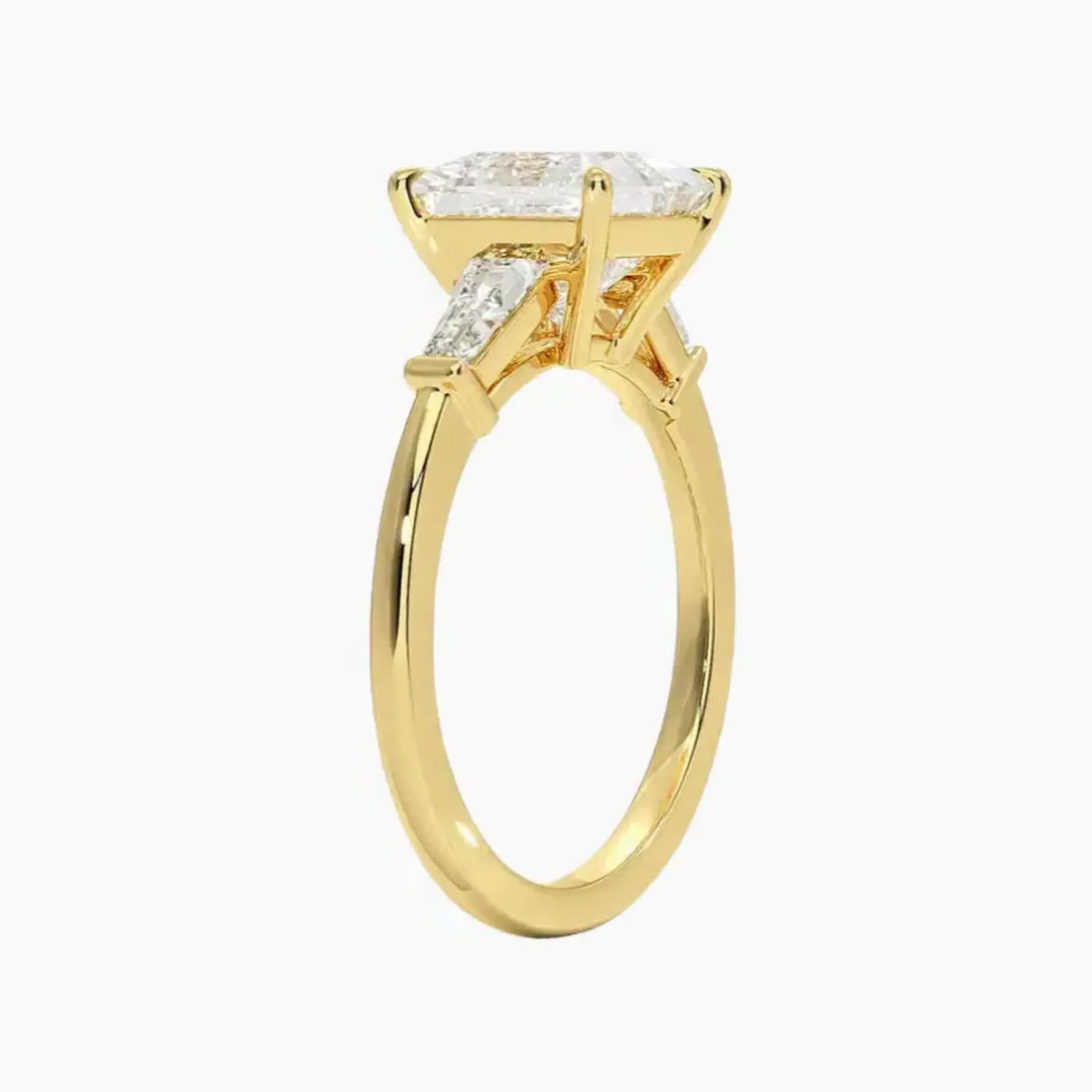 Nyx Princess Three Stone 2.5 Carat Lab Grown Diamond Engagement Ring in 14K Yellow Gold