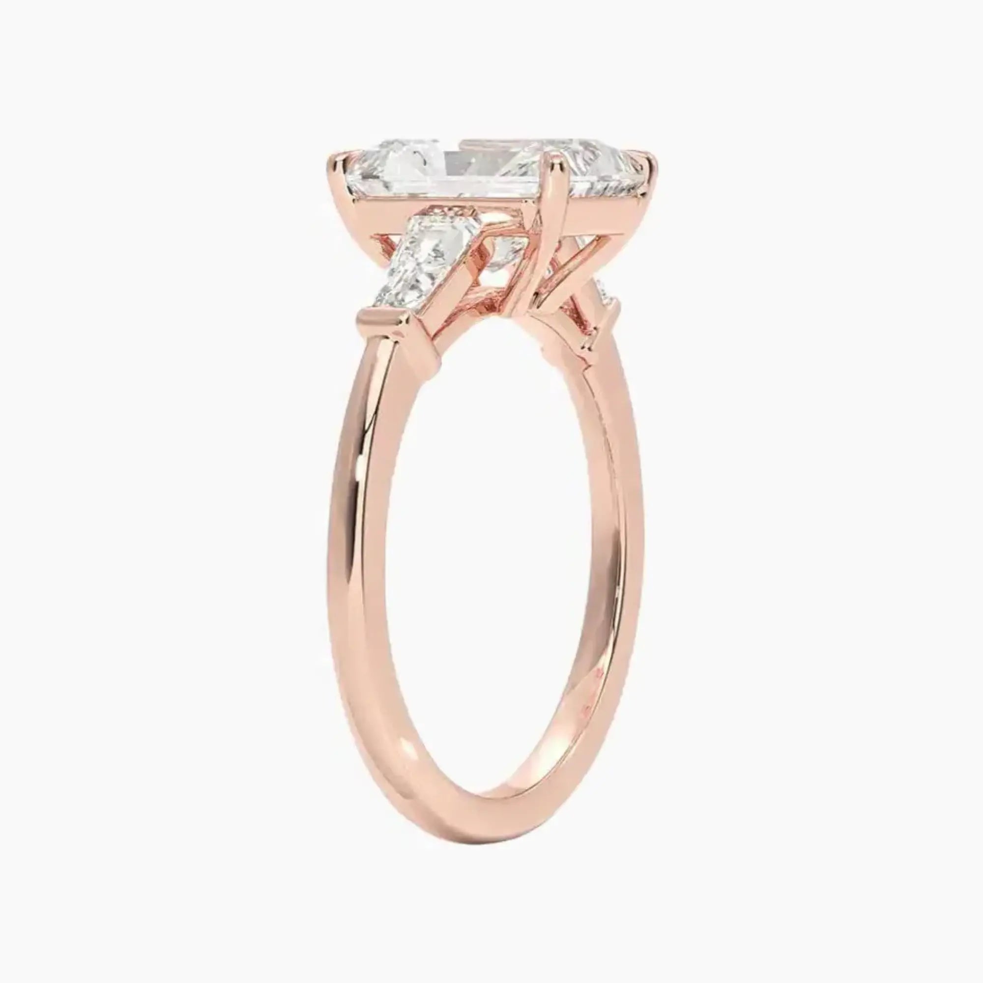 Nyx Radiant Three Stone Diamond Ring Setting in 18K White Gold