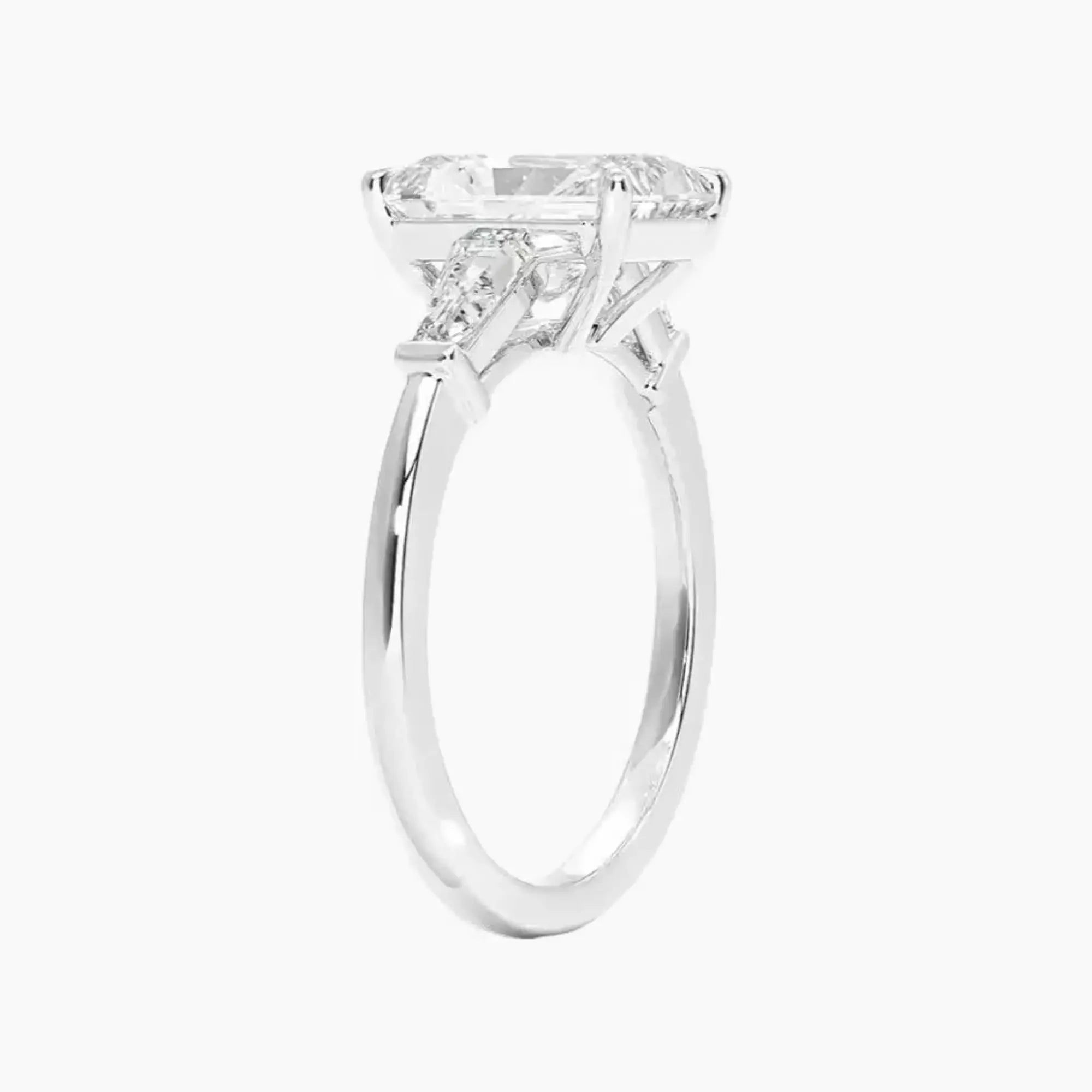 Nyx Radiant Three Stone Diamond Ring Setting in 18K White Gold