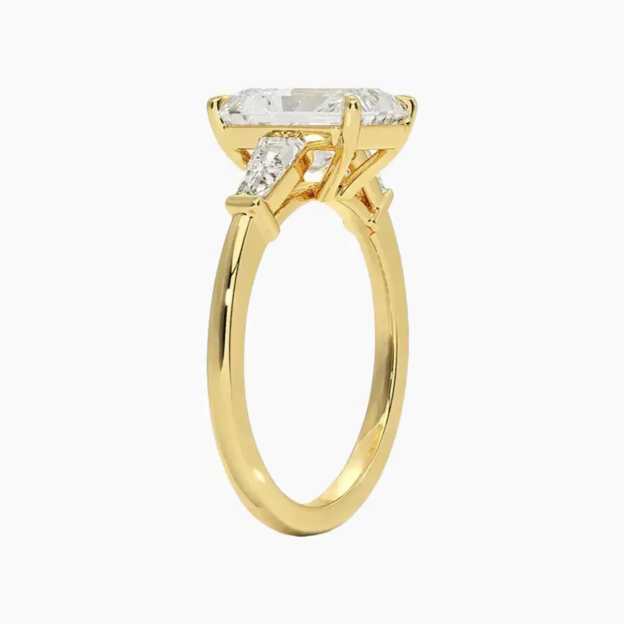 Nyx Radiant Three Stone Diamond Ring Setting in 18K White Gold