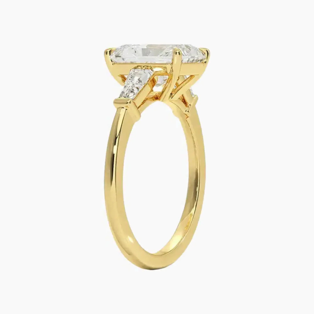 Nyx Radiant Three Stone Diamond Ring Setting in 18K White Gold