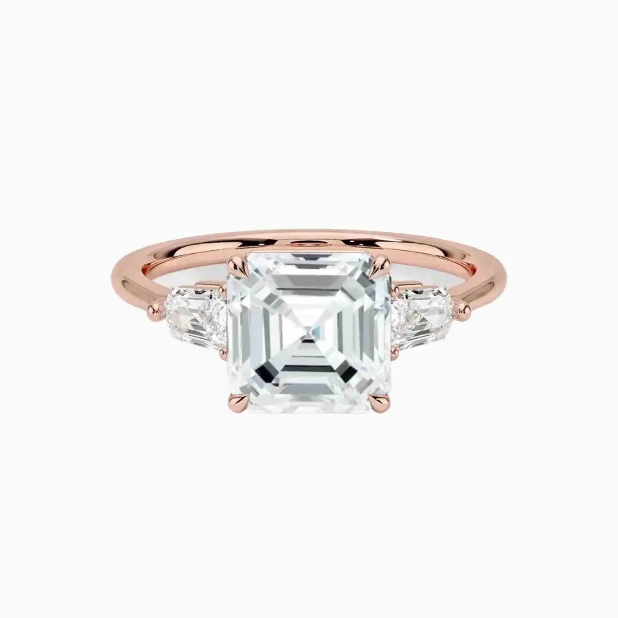 Thalassa Asscher Three Stone 2 Carat Lab Grown Diamond Engagement Ring in 14K Yellow Gold