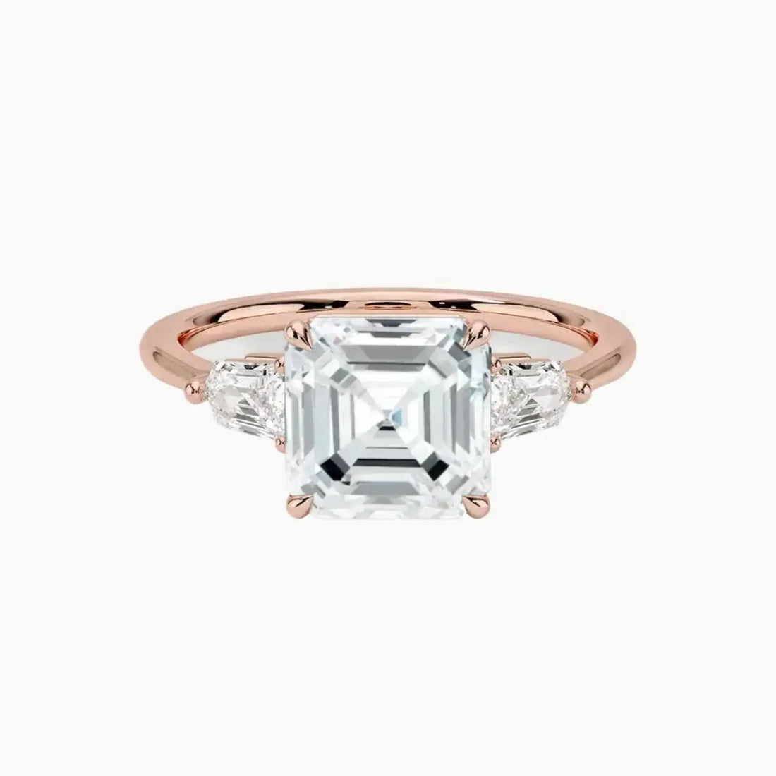 Thalassa Asscher Three Stone 1.5 Carat Lab Grown Diamond Engagement Ring in 18K Yellow Gold