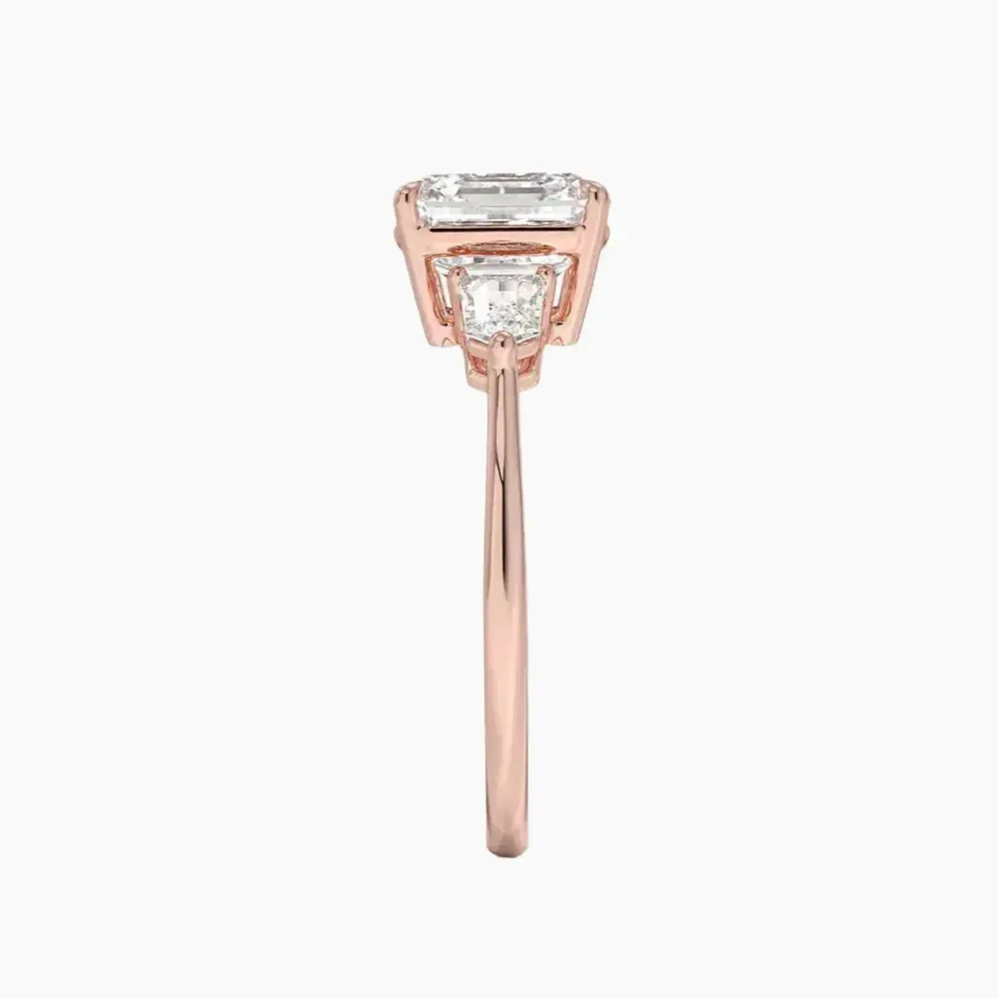 Thalassa Asscher Three Stone 1 Carat Lab Grown Diamond Engagement Ring in 18K Yellow Gold