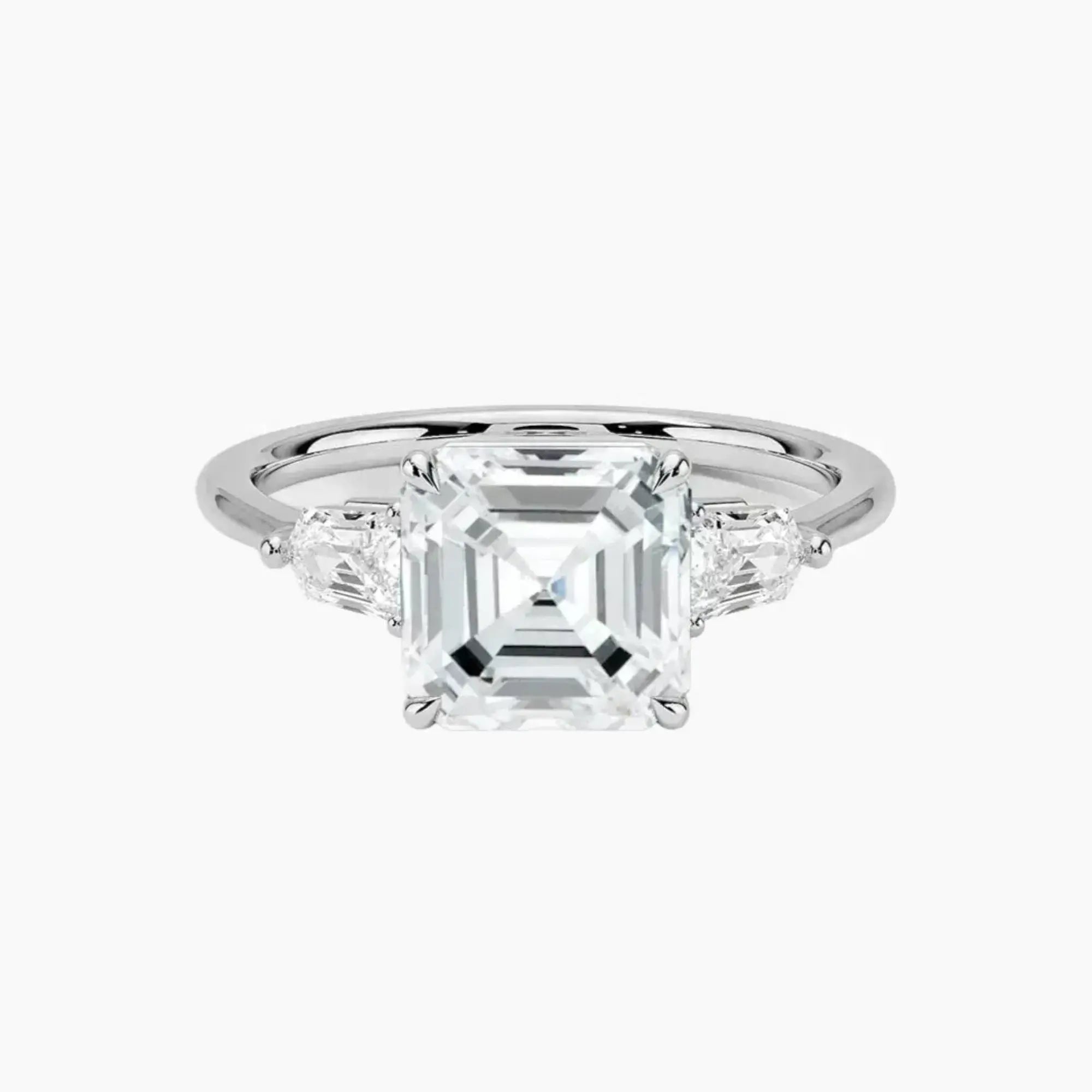 Thalassa Asscher Three Stone 1.5 Carat Lab Grown Diamond Engagement Ring in 18K White Gold