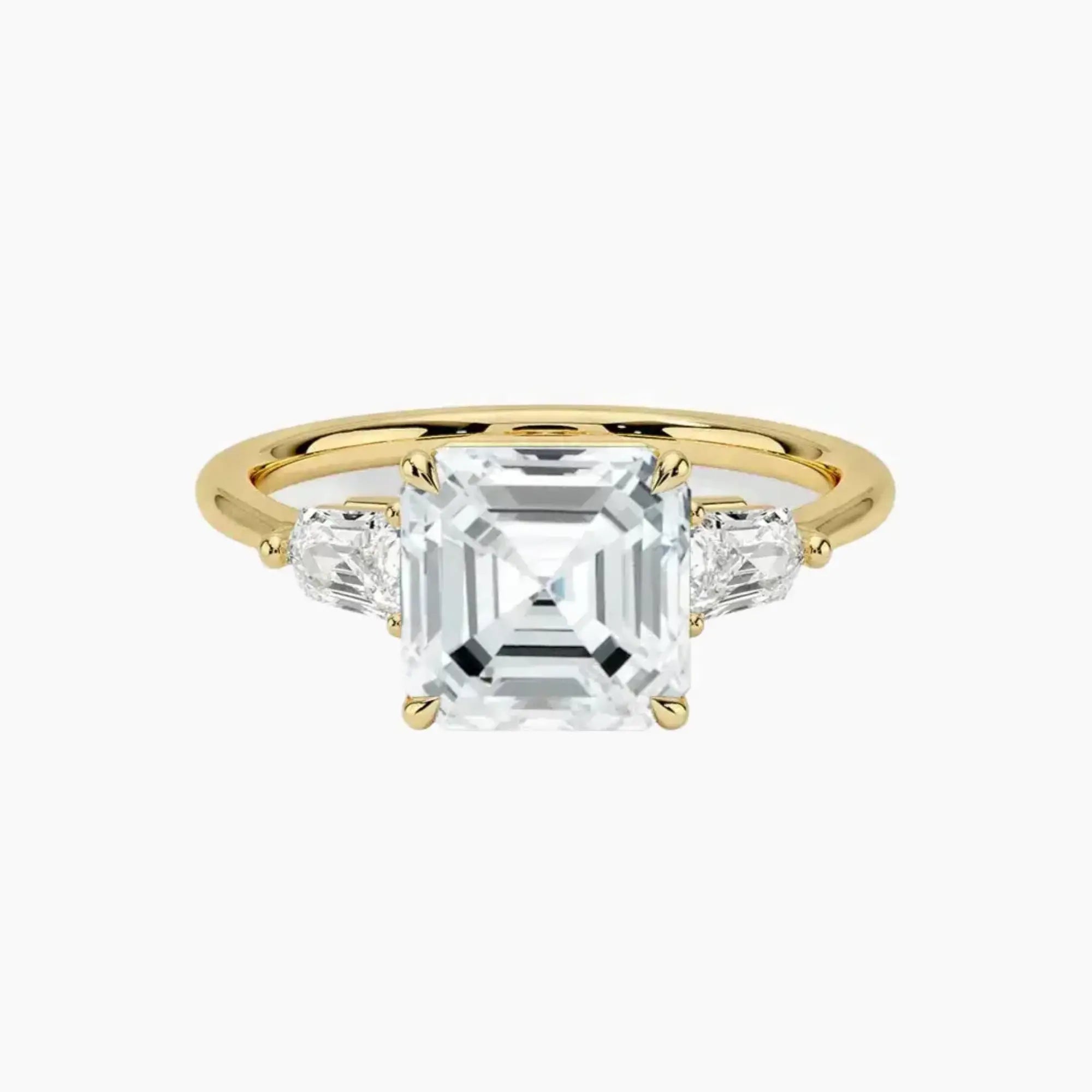 Thalassa Asscher Three Stone 2 Carat Lab Grown Diamond Engagement Ring in 14K White Gold