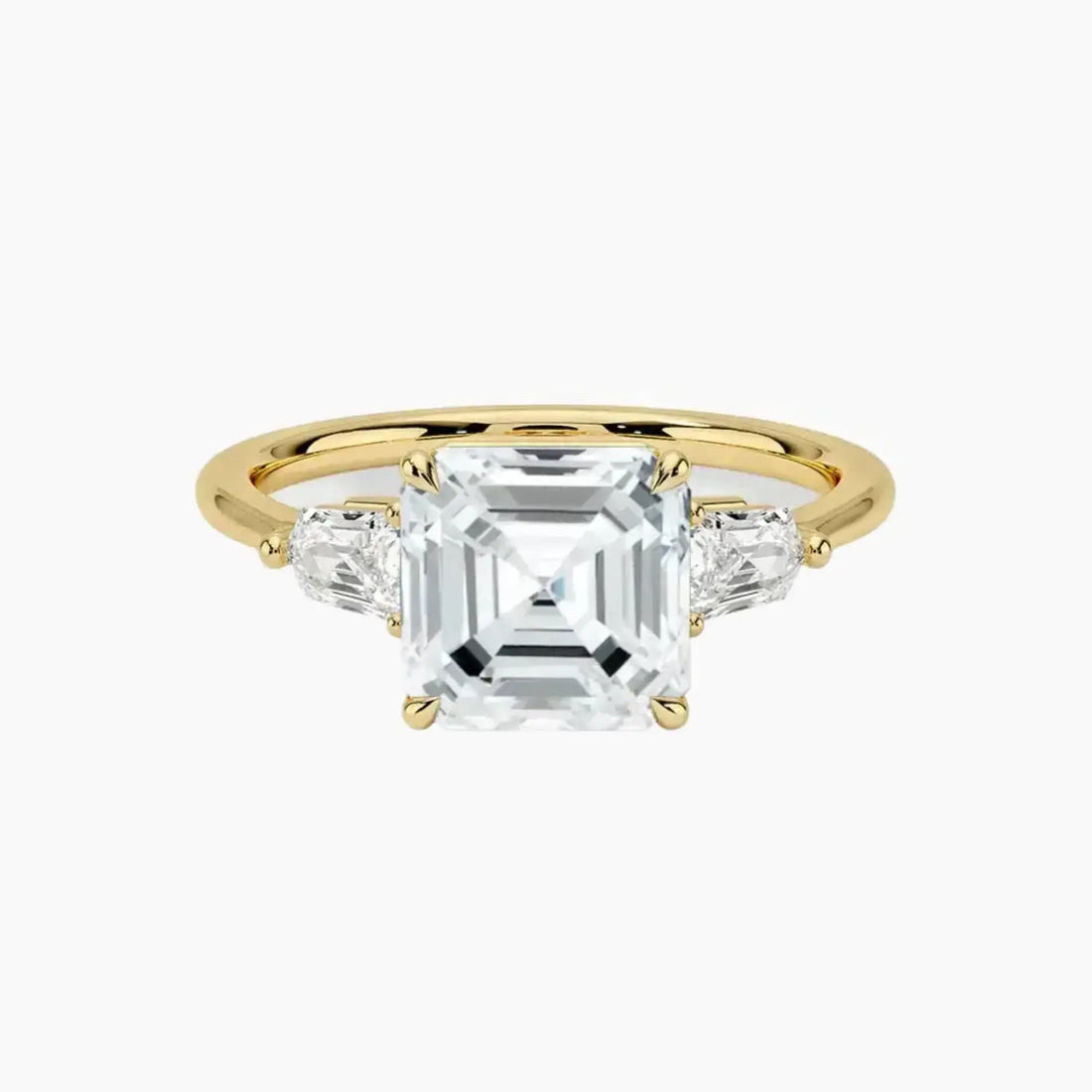 Thalassa Asscher Three Stone 2.5 Carat Lab Grown Diamond Engagement Ring in 14K Rose Gold