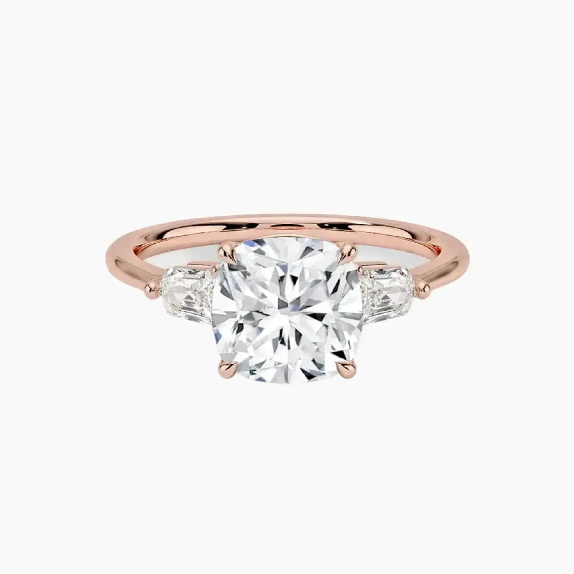 Thalassa Cushion Three Stone 1.5 Carat Lab Grown Diamond Engagement Ring in 14K Rose Gold