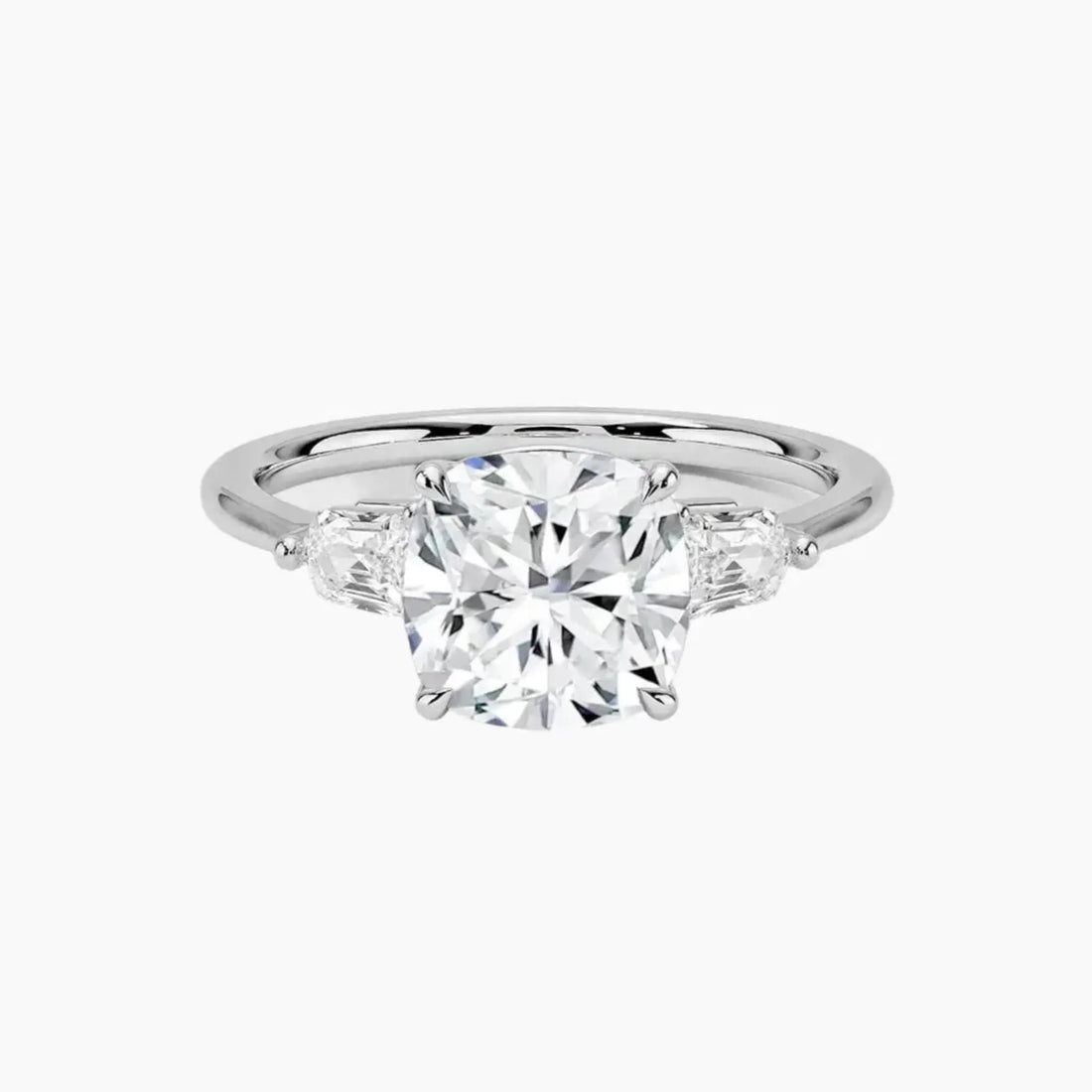 Thalassa Cushion Three Stone Diamond Ring Setting in 18K Yellow Gold