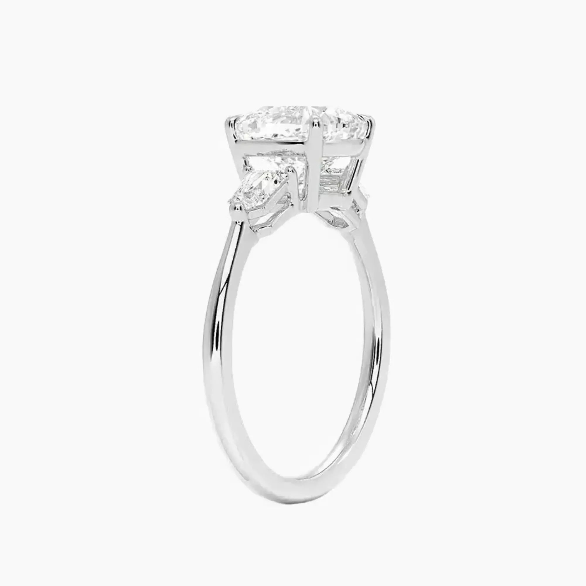 Thalassa Cushion Three Stone 2.5 Carat Lab Grown Diamond Engagement Ring in 18K Rose Gold