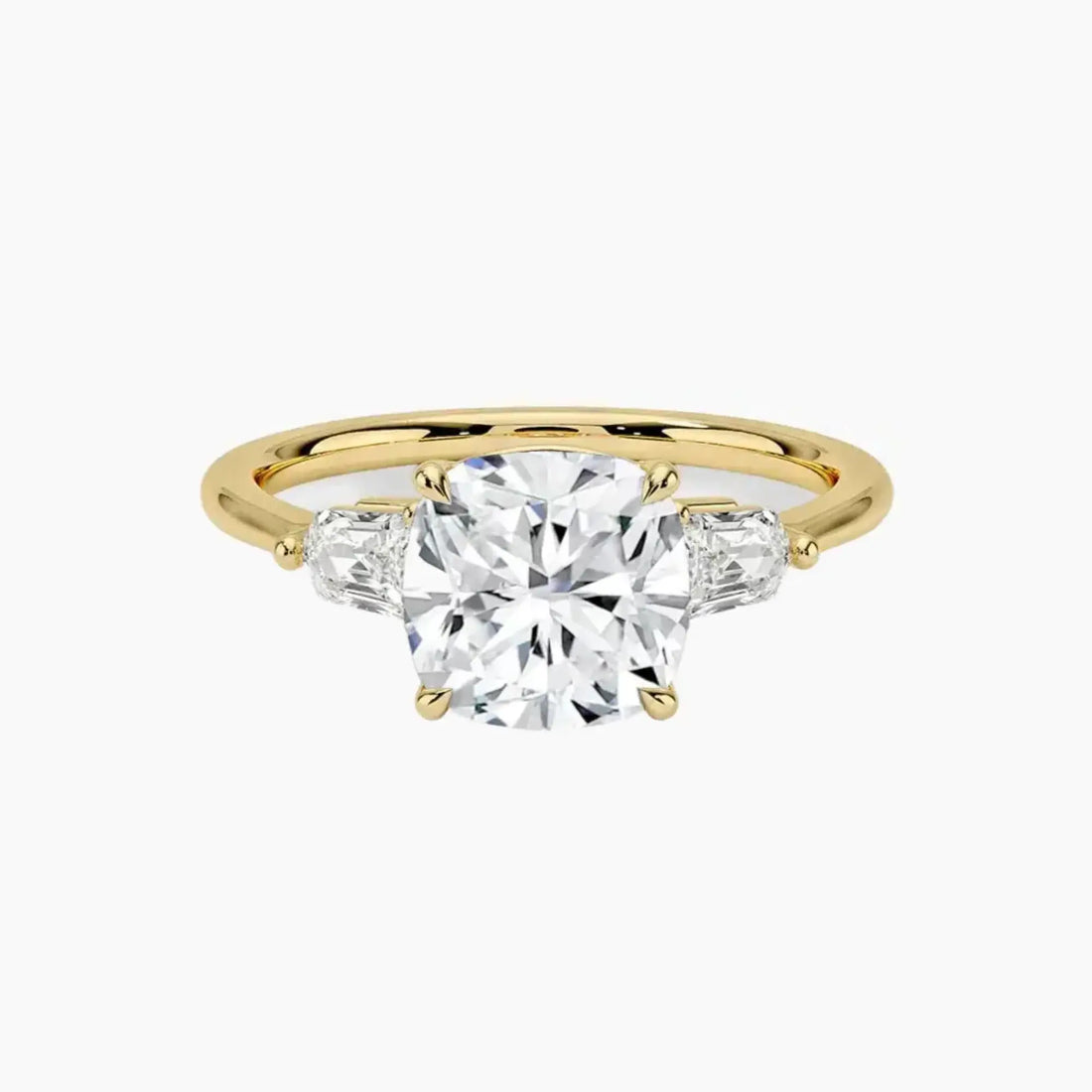 Thalassa Cushion Three Stone Diamond Ring Setting in 14K Rose Gold