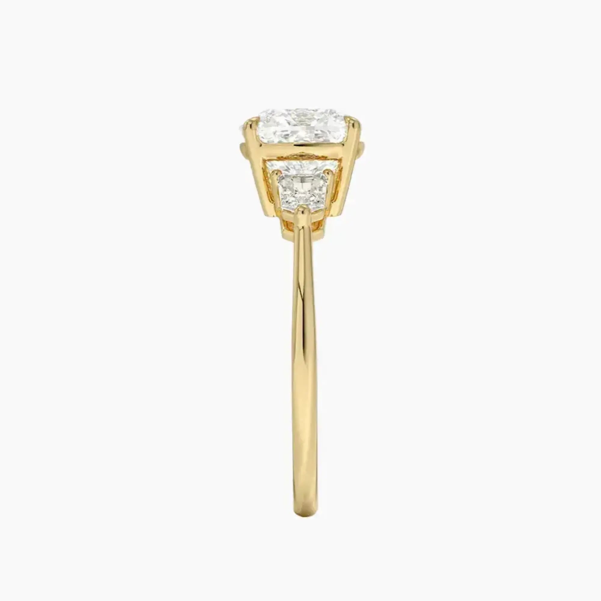 Thalassa Cushion Three Stone 1.5 Carat Lab Grown Diamond Engagement Ring in 14K Rose Gold