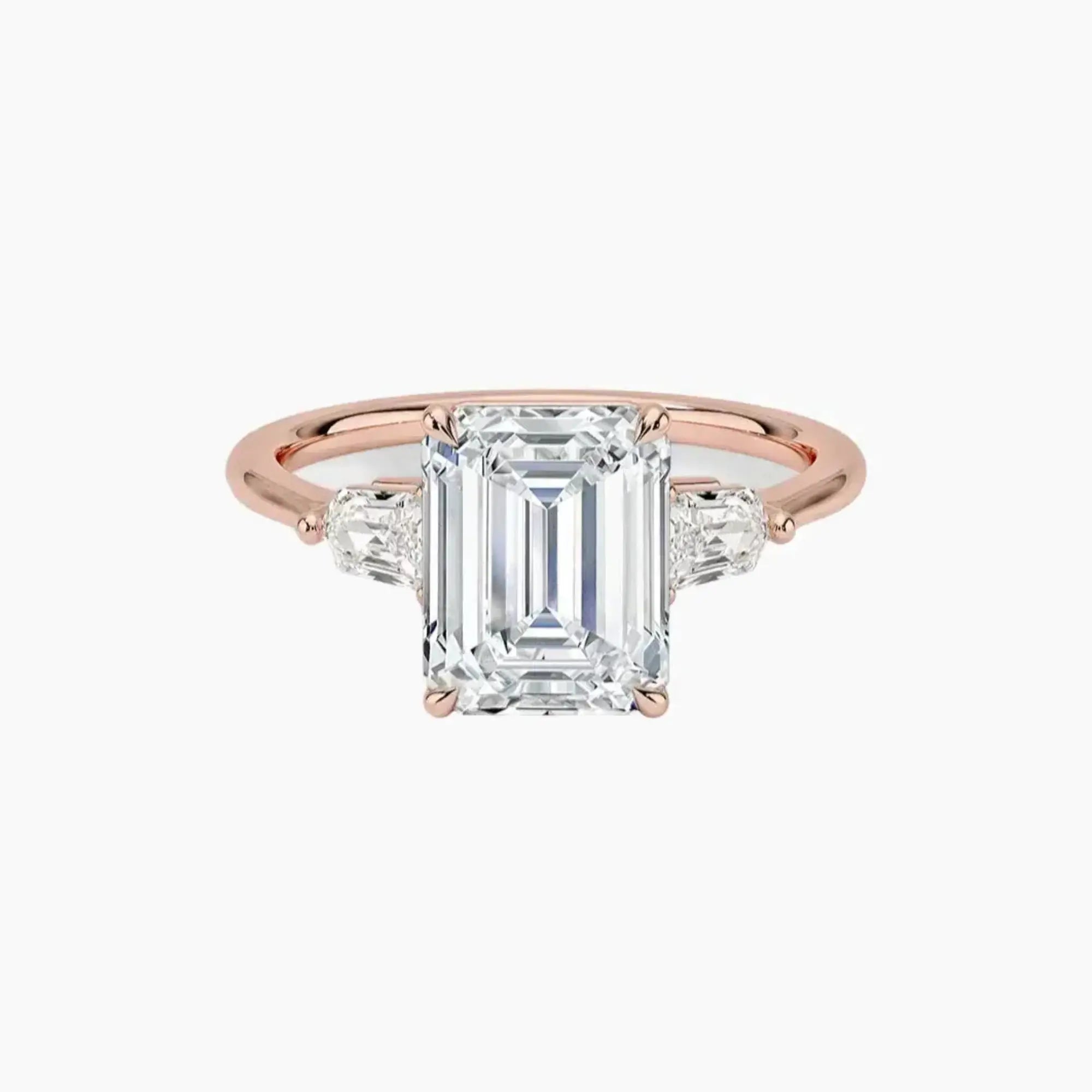 Thalassa Emerald Three Stone 1.5 Carat Lab Grown Diamond Engagement Ring in 18K White Gold