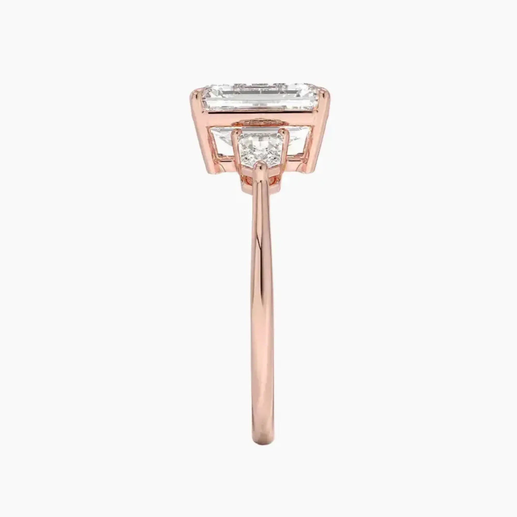 Thalassa Emerald Three Stone Diamond Ring Setting in 14K Yellow Gold