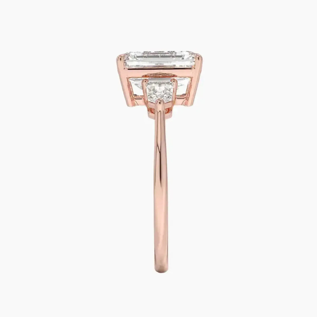 Thalassa Emerald Three Stone 3 Carat Lab Grown Diamond Engagement Ring in 18K Rose Gold