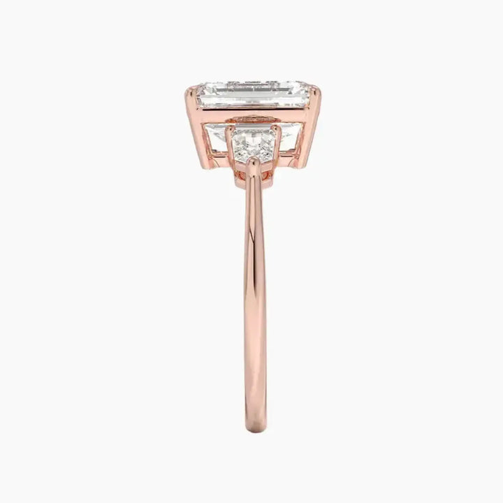 Thalassa Emerald Three Stone 1.5 Carat Lab Grown Diamond Engagement Ring in 18K White Gold
