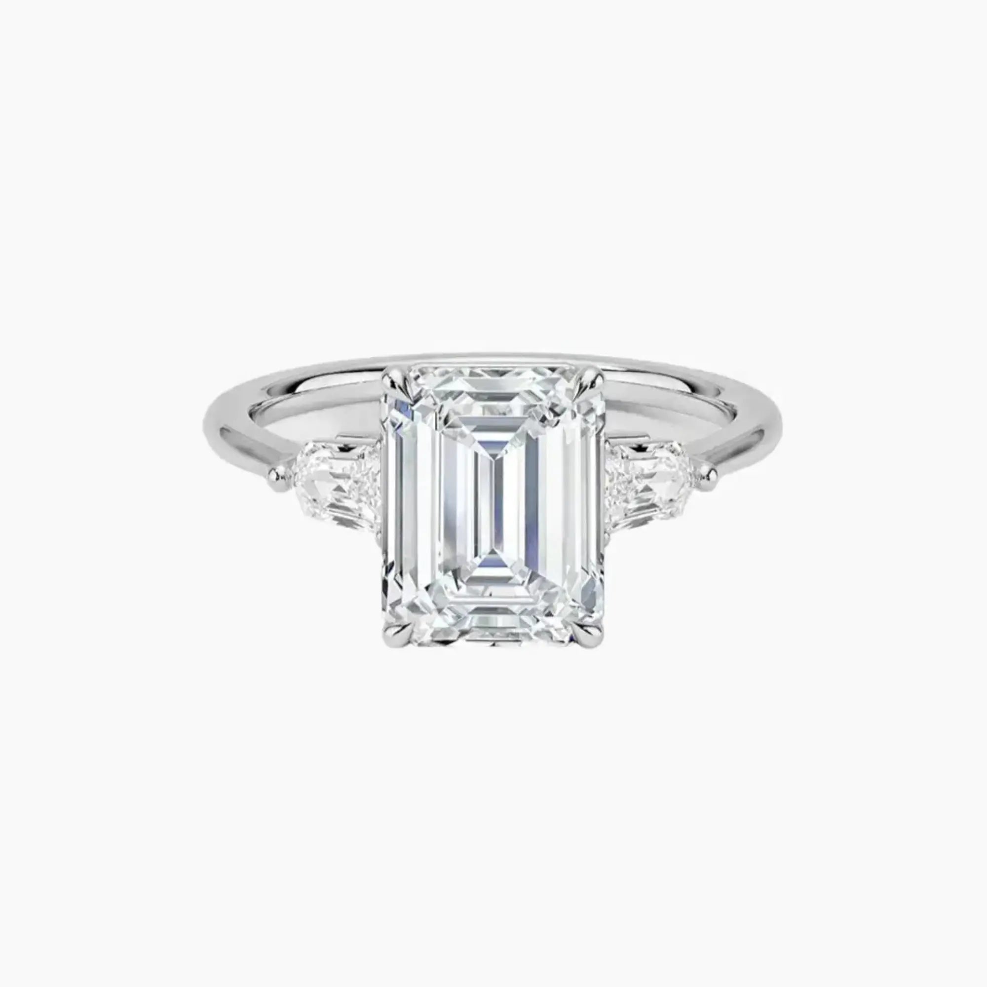 Thalassa Emerald Three Stone 3 Carat Lab Grown Diamond Engagement Ring in 18K Rose Gold