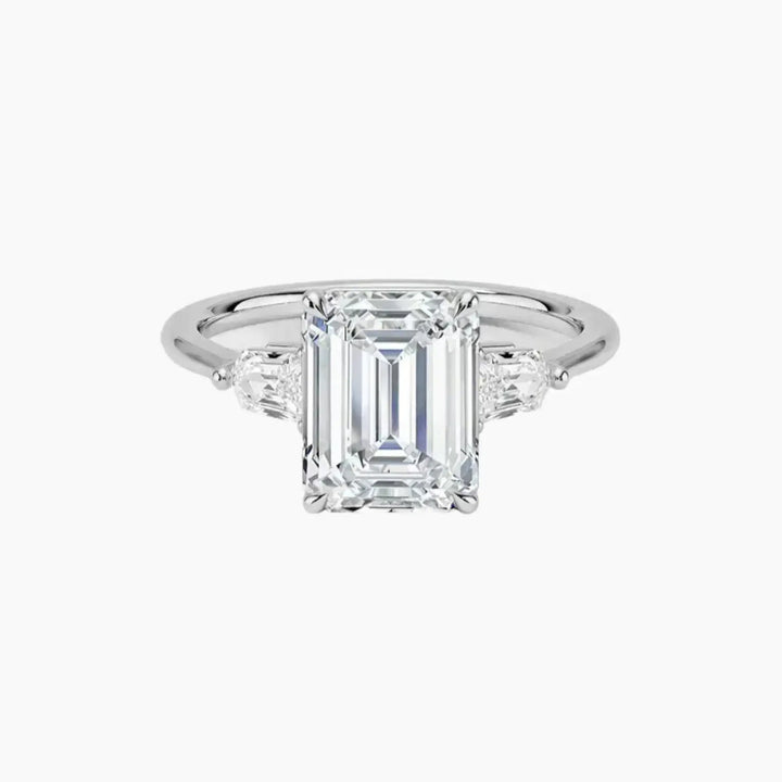 Thalassa Emerald Three Stone 1 Carat Lab Grown Diamond Engagement Ring in 18K White Gold