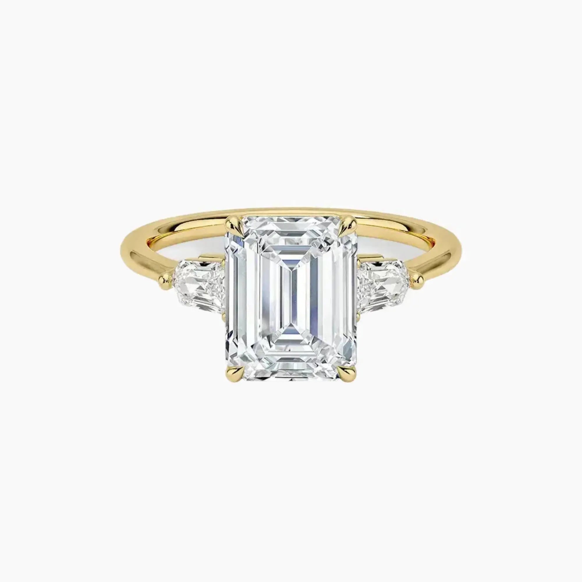 Thalassa Emerald Three Stone 2.5 Carat Lab Grown Diamond Engagement Ring in 14K Rose Gold