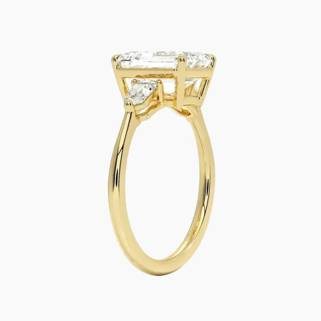 Thalassa Emerald Three Stone 1 Carat Lab Grown Diamond Engagement Ring in 18K Rose Gold