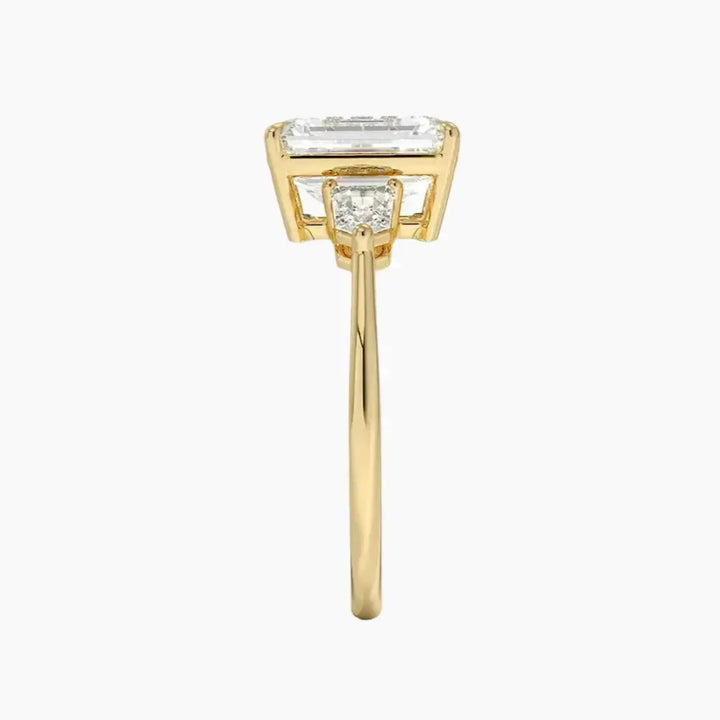 Thalassa Emerald Three Stone 1.5 Carat Lab Grown Diamond Engagement Ring in 18K Rose Gold