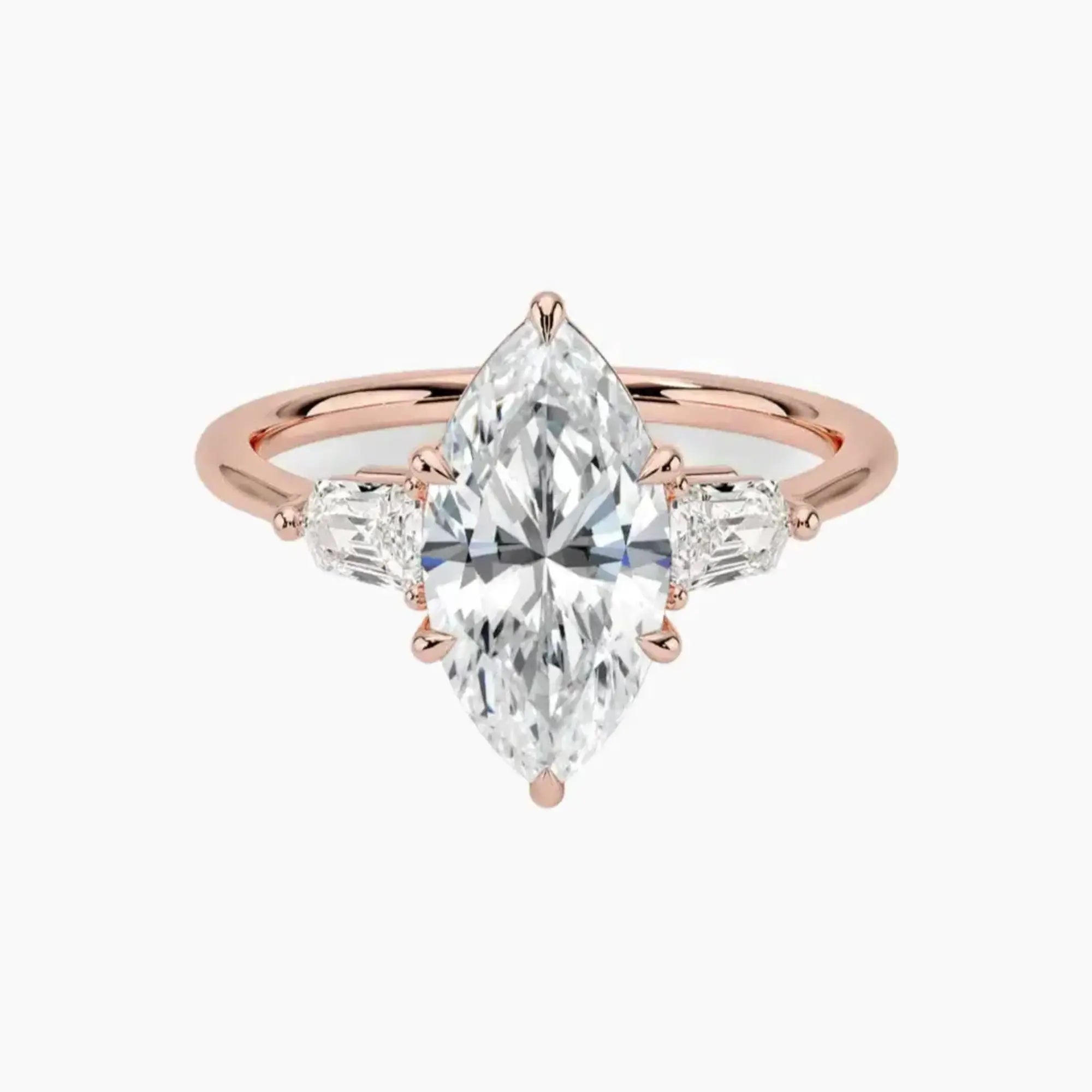 Thalassa Marquise Three Stone 1 Carat Lab Grown Diamond Engagement Ring in 18K Rose Gold