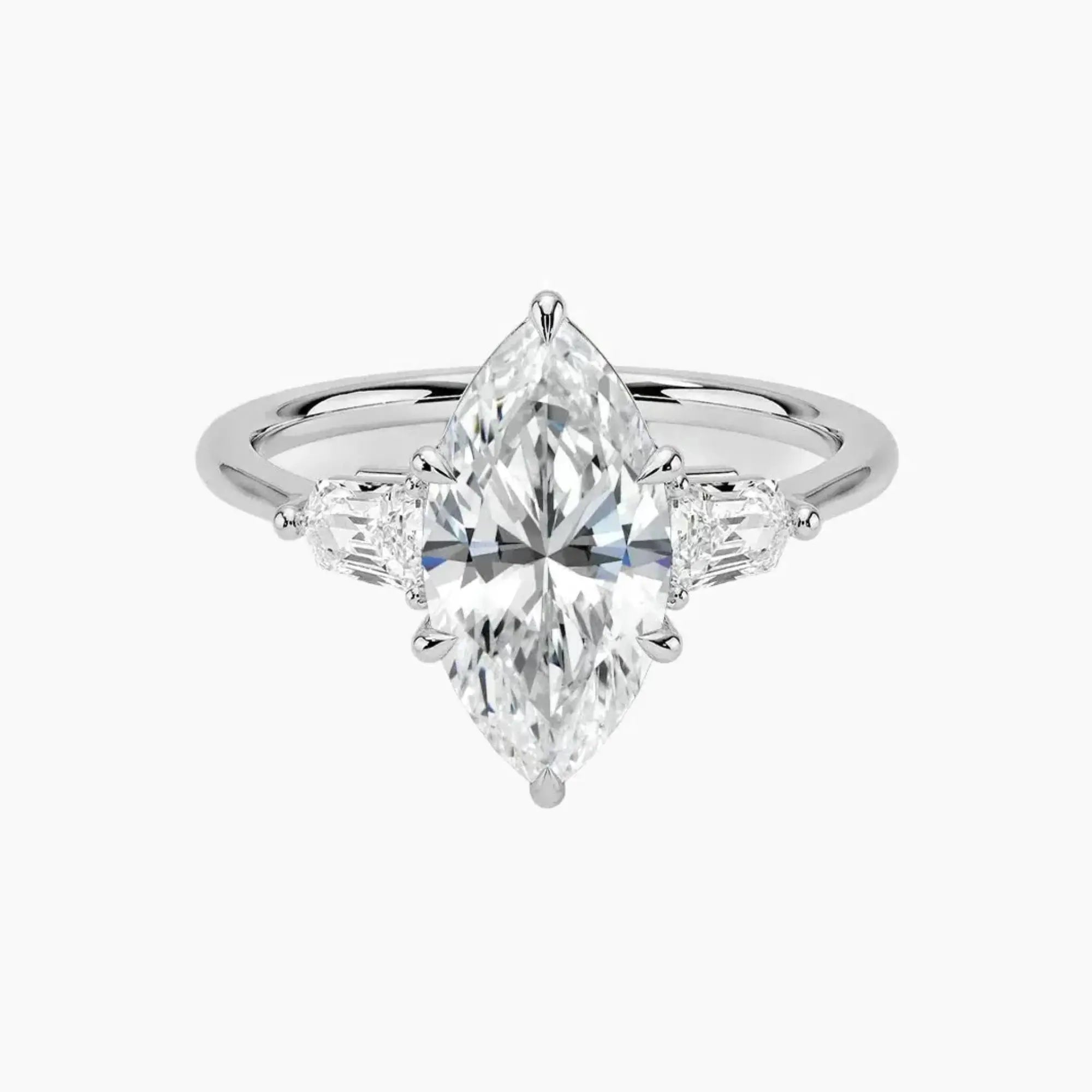 Thalassa Marquise Three Stone 1.5 Carat Lab Grown Diamond Engagement Ring in 14K Yellow Gold