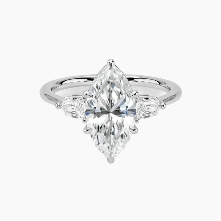 Thalassa Marquise Three Stone 2 Carat Lab Grown Diamond Engagement Ring in 14K White Gold