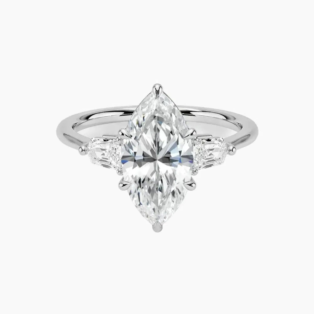Thalassa Marquise Three Stone 3 Carat Lab Grown Diamond Engagement Ring in 18K Yellow Gold
