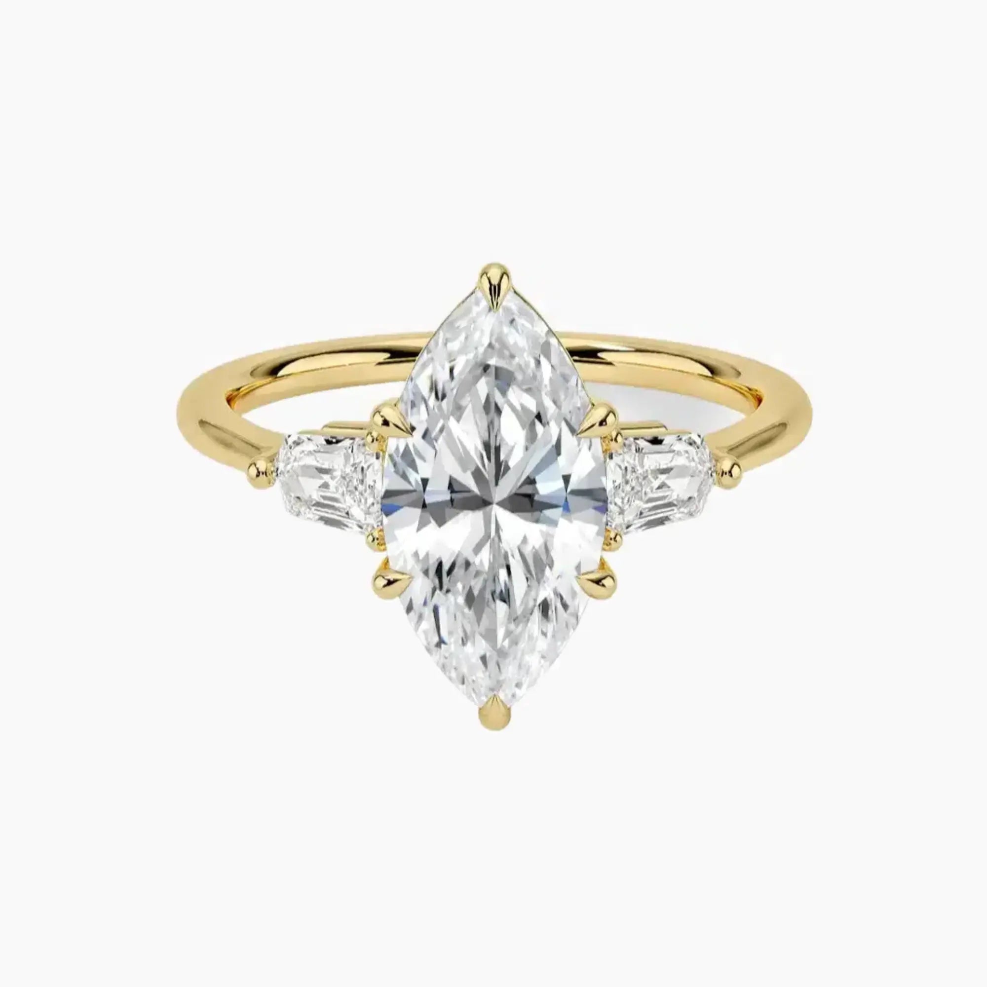 Thalassa Marquise Three Stone 3 Carat Lab Grown Diamond Engagement Ring in 14K White Gold