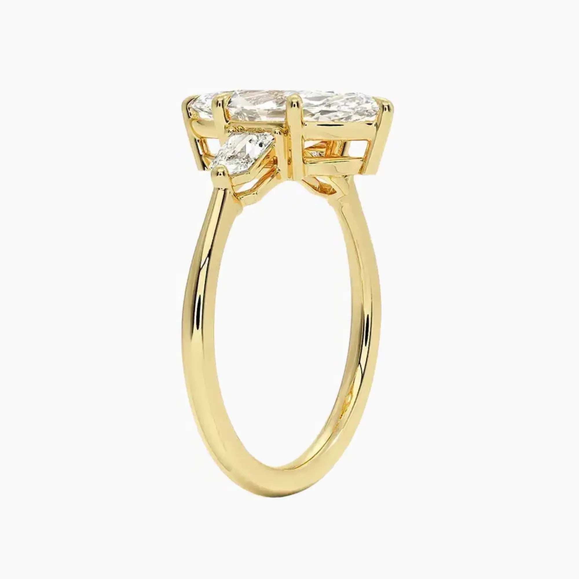Thalassa Marquise Three Stone 1.5 Carat Lab Grown Diamond Engagement Ring in 14K Yellow Gold