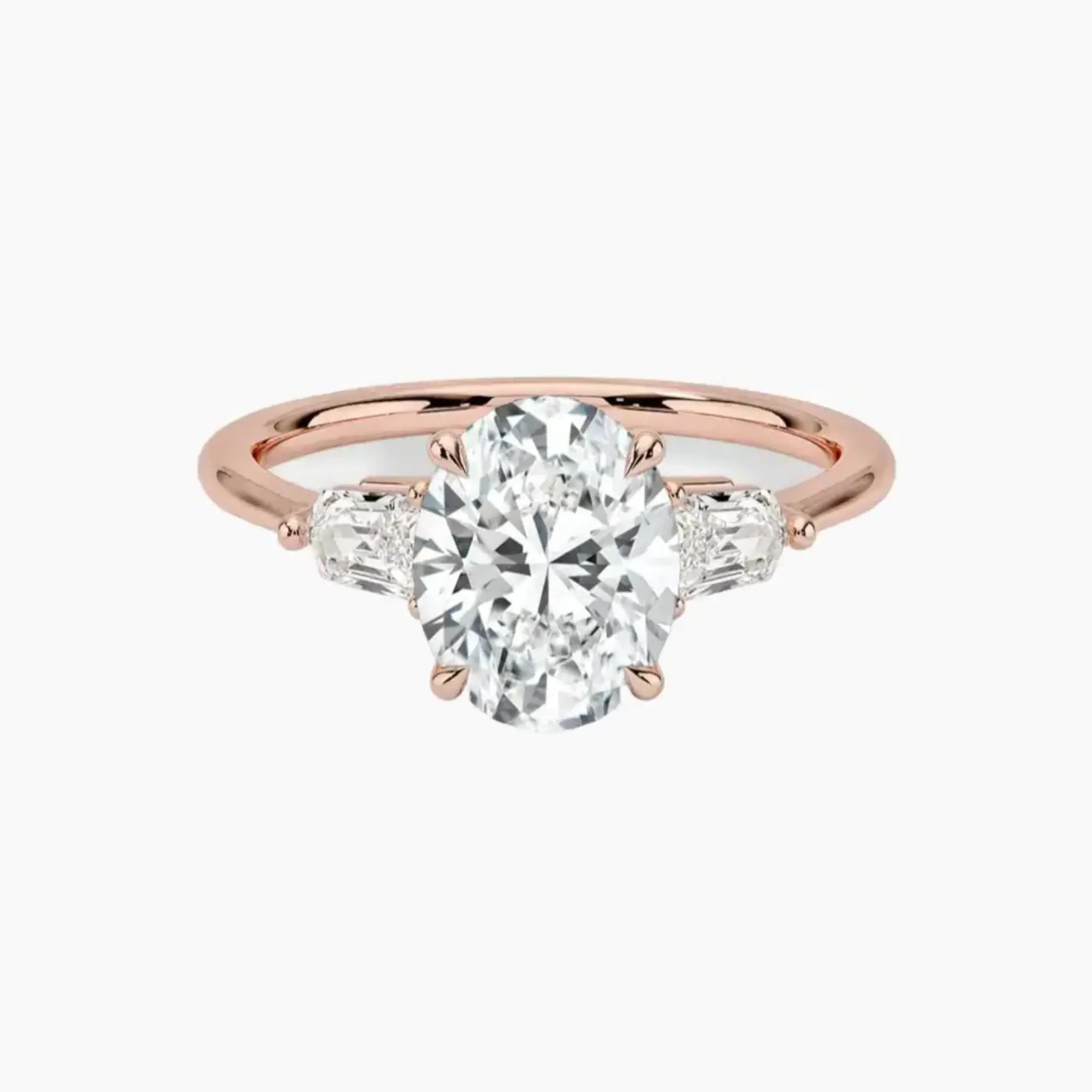 Thalassa Oval Three Stone Diamond Ring Setting in 14K White Gold