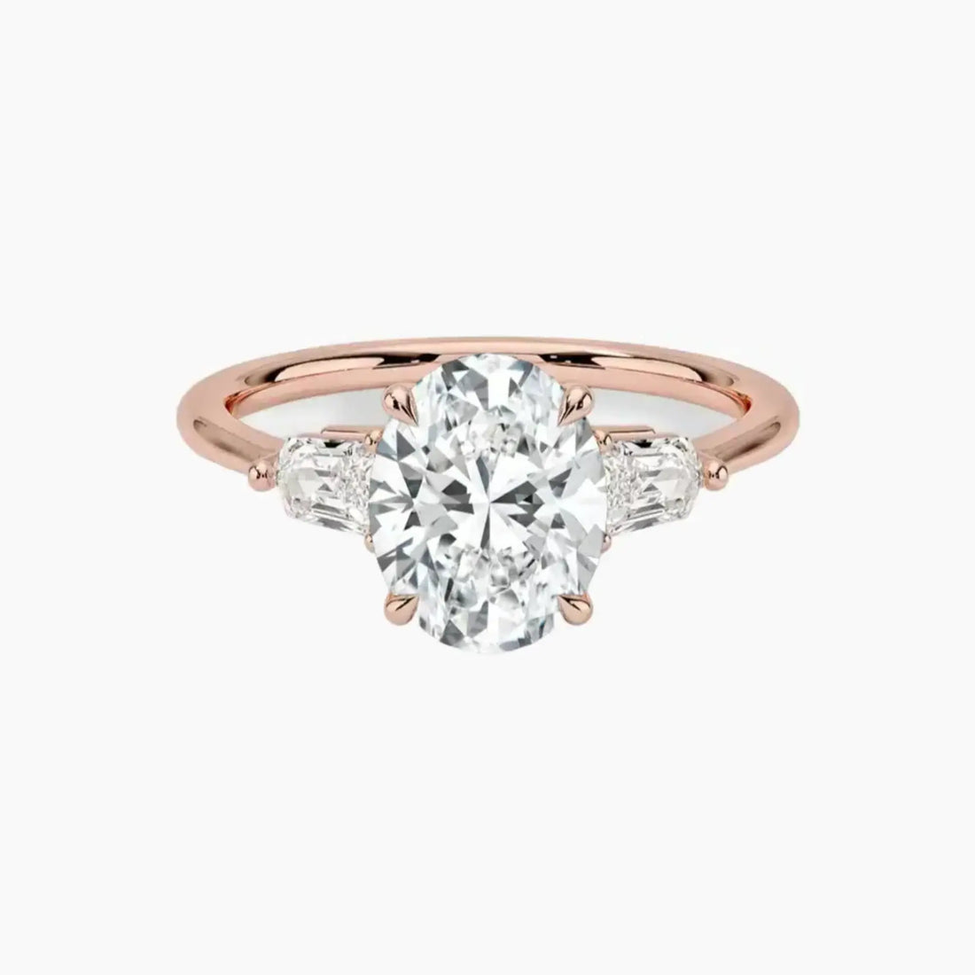 Thalassa Oval Three Stone 2.5 Carat Lab Grown Diamond Engagement Ring in 18K Yellow Gold