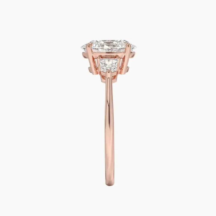 Thalassa Oval Three Stone 2 Carat Lab Grown Diamond Engagement Ring in 18K Yellow Gold