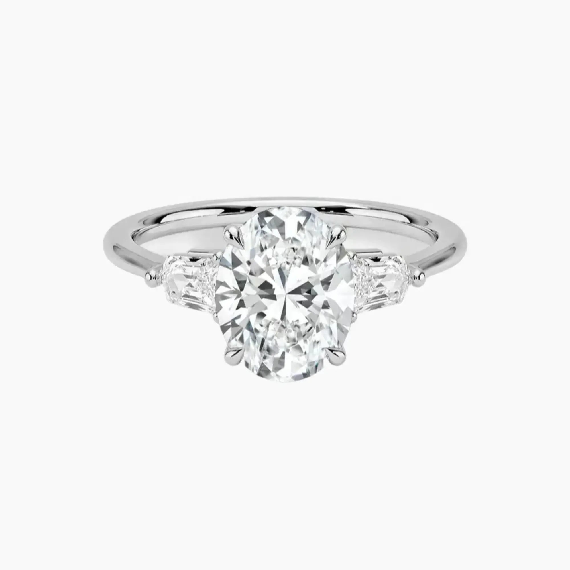 Thalassa Oval Three Stone 3 Carat Lab Grown Diamond Engagement Ring in 18K Rose Gold