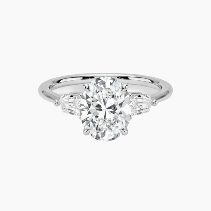 Thalassa Oval Three Stone 3 Carat Lab Grown Diamond Engagement Ring in 18K White Gold
