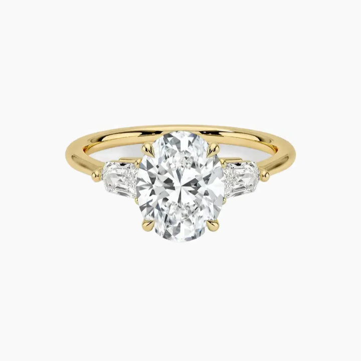 Thalassa Oval Three Stone 1.5 Carat Lab Grown Diamond Engagement Ring in 14K Yellow Gold