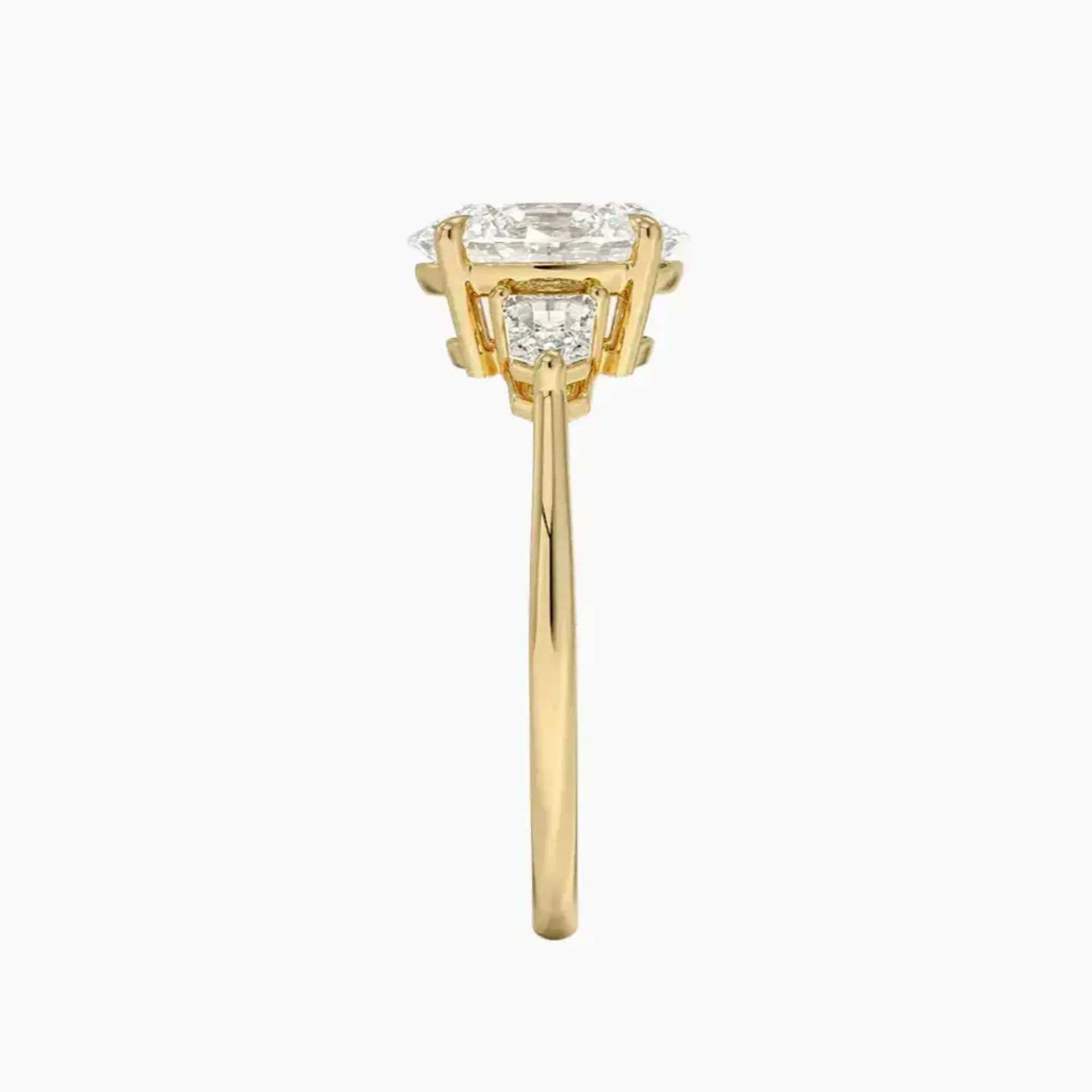 Thalassa Oval Three Stone 1 Carat Lab Grown Diamond Engagement Ring in 18K Yellow Gold