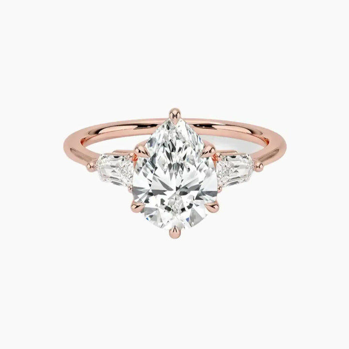 Thalassa Pear Three Stone 1 Carat Lab Grown Diamond Engagement Ring in 14K Rose Gold