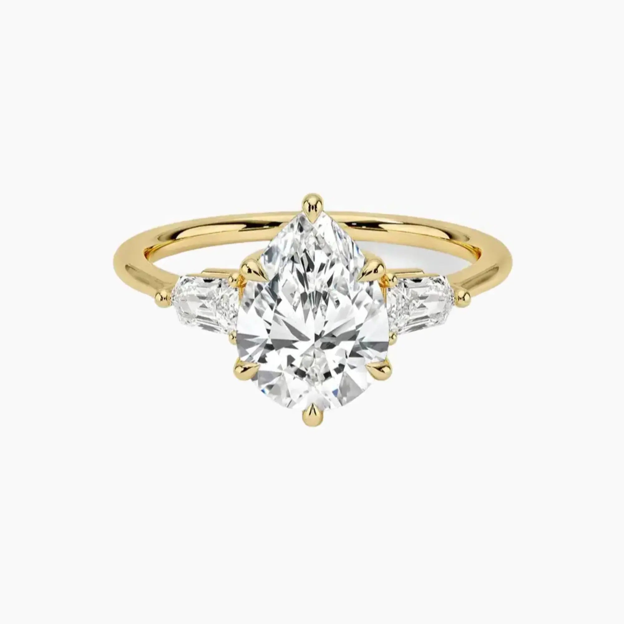 Thalassa Pear Three Stone Diamond Ring Setting in 18K Yellow Gold