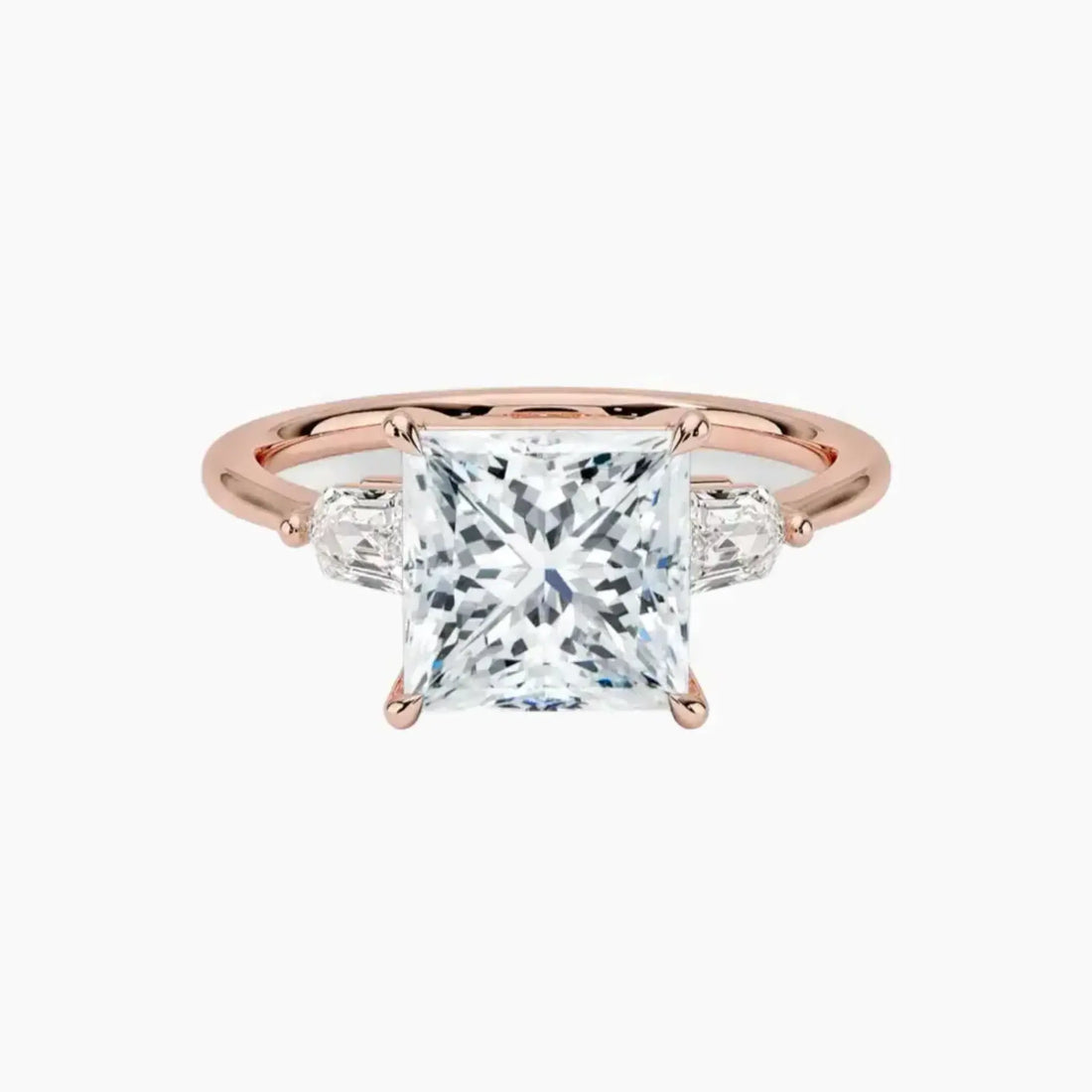 Thalassa Princess Three Stone Diamond Ring Setting in 14K Yellow Gold