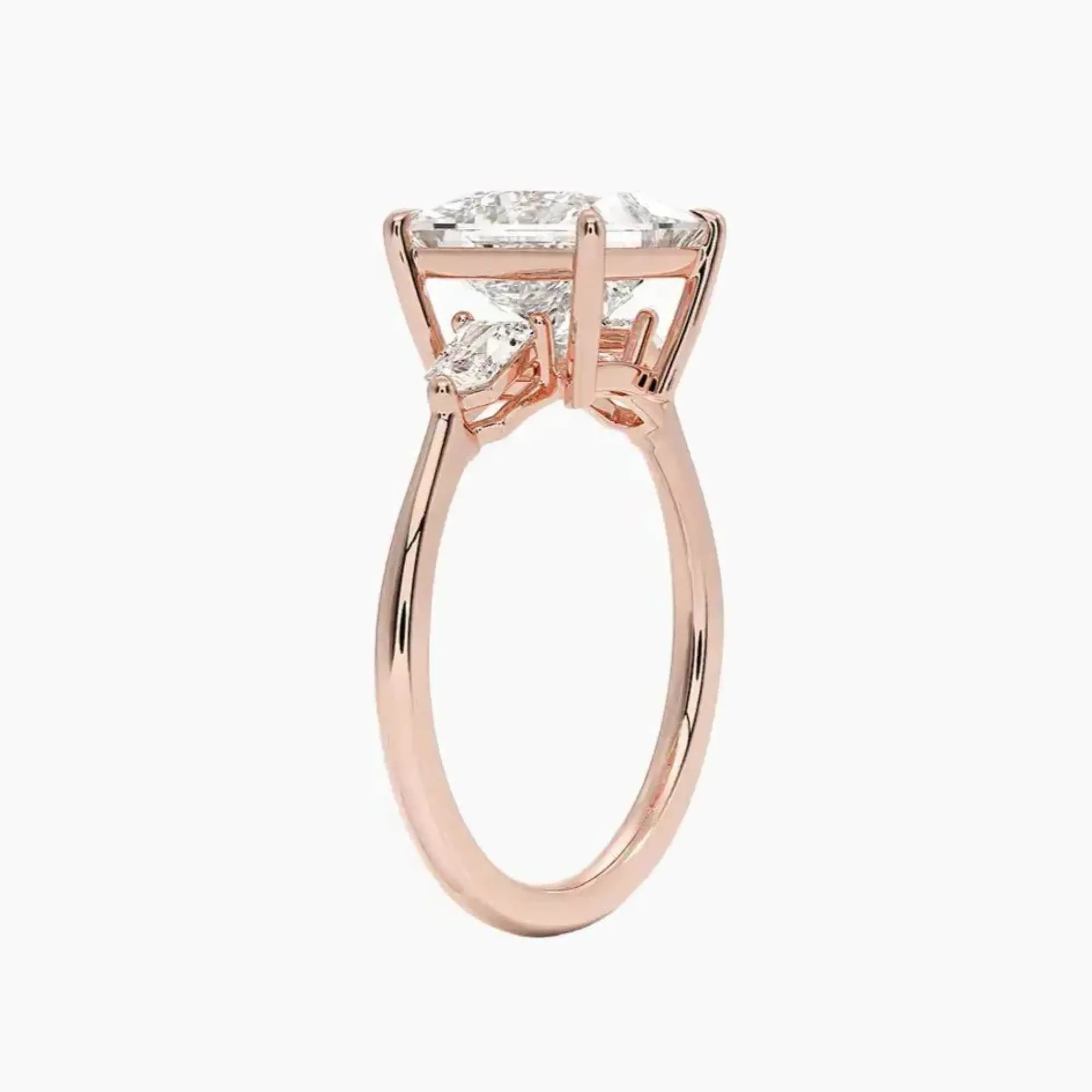 Thalassa Princess Three Stone Diamond Ring Setting in 18K Rose Gold