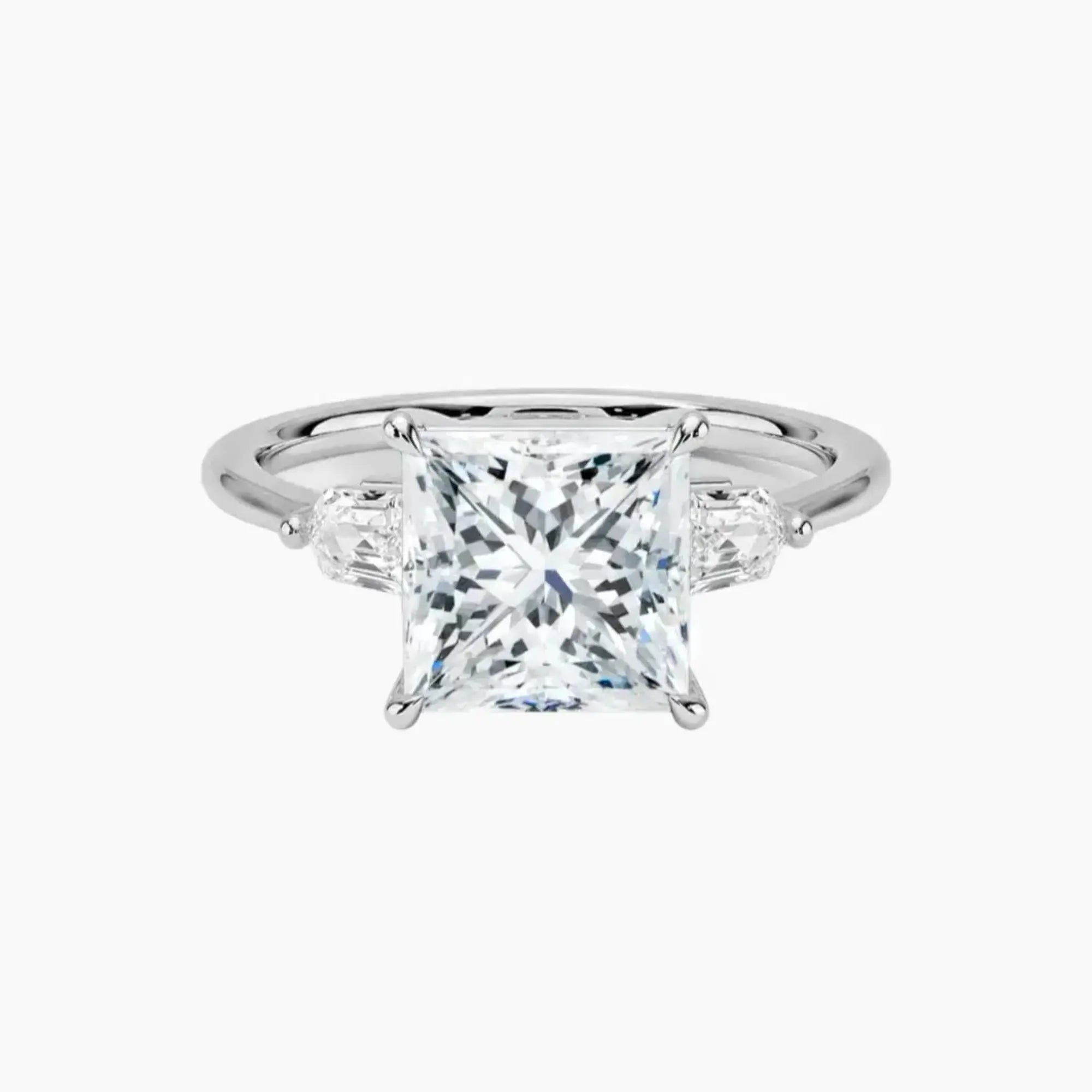 Thalassa Princess Three Stone Diamond Ring Setting in 18K White Gold